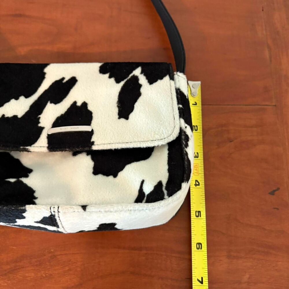 Cow Print Shoulder Bag Y2K Mini Purse Furry Nine West - Picture 2 of 8